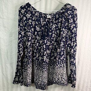 Vintage Old Navy Top Long sleeve Navy & White, Size XL Made in India